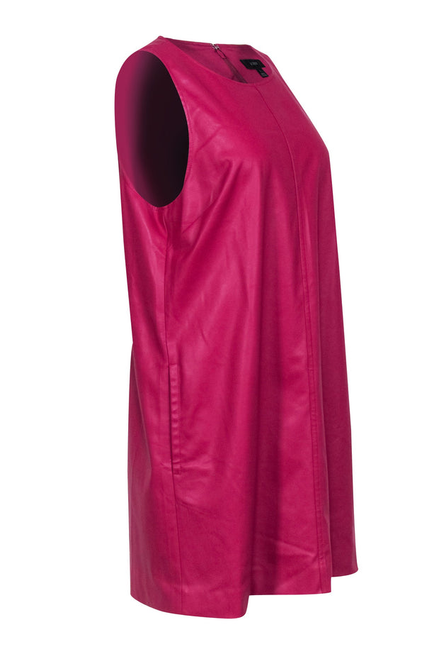 Current Boutique-J.Crew - Hot Pink Faux Leather Sleeveless Shift Dress Sz L