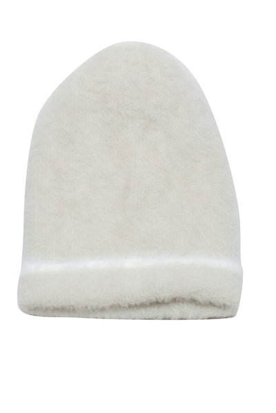 Current Boutique-Jacquemus - Beige Fuzzy Beanie Hat w/ Embroidered Logo