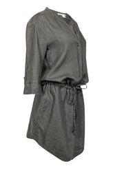 Current Boutique-James Perse - Army Green Linen Drop Waist Mini Dress Sz L