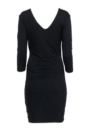 Current Boutique-James Perse - Black Long Sleeves Ruched Dress Sz L