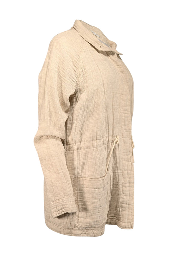 Current Boutique-James Perse - Cream Textured Cotton & Linen Jacket Sz XL