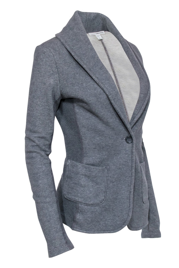 Current Boutique-James Perse- Grey Knit Single Button Blazer Sz M