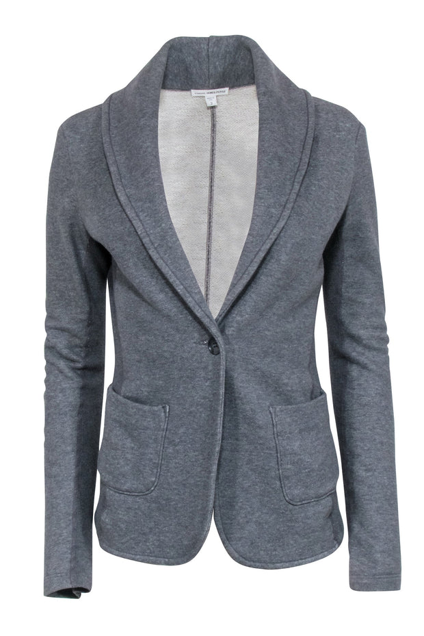 James Perse- Grey Knit Single Button Blazer Sz M – Current Boutique