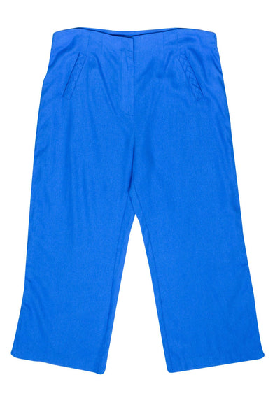 Jason Wu - Aqua Blue Linen Blend Braided Trim Pants Sz 12