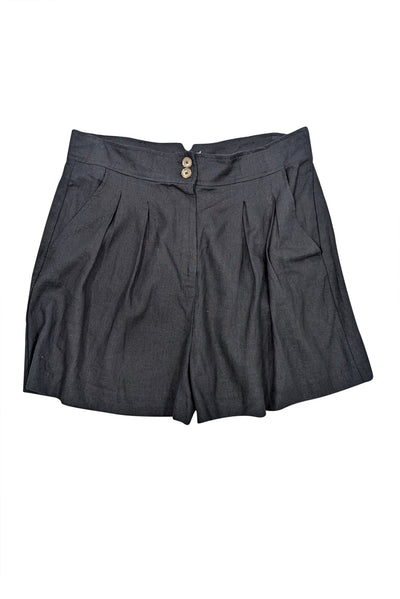 Current Boutique-Jason Wu - Black Linen Pleated Shorts Sz 12