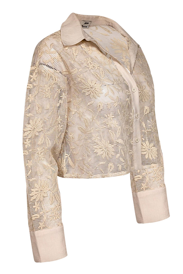 Current Boutique-Jason Wu - Cream Floral Embroidered Lace Top Sz S