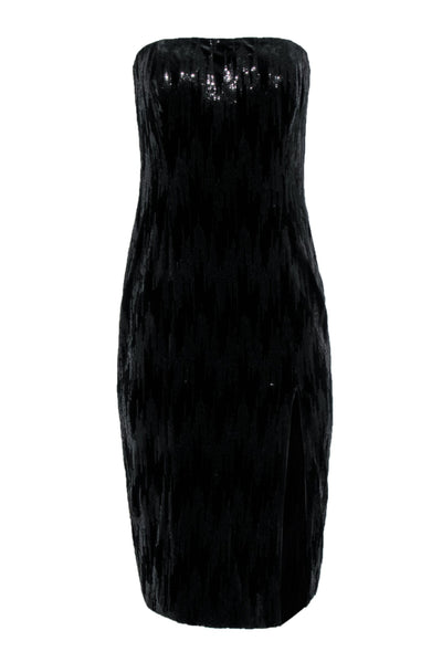 Current Boutique-Jay Godfrey - Black Strapless Velvet Sequin Dress Sz 6