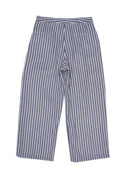 Current Boutique-Jenni Kayne - White, Black, & Blue Striped Silk Pants w/ Rope Belt Sz 0