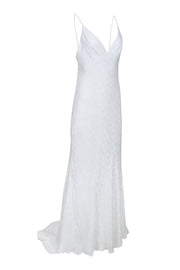 Current Boutique-Jenny Yoo - White "Cadence" Floral Jacquard Slip Formal Dress Sz 6