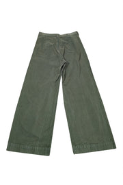 Current Boutique-Jesse Kamm - Olive Green Cotton Canvas Wide Leg Pants Sz 10