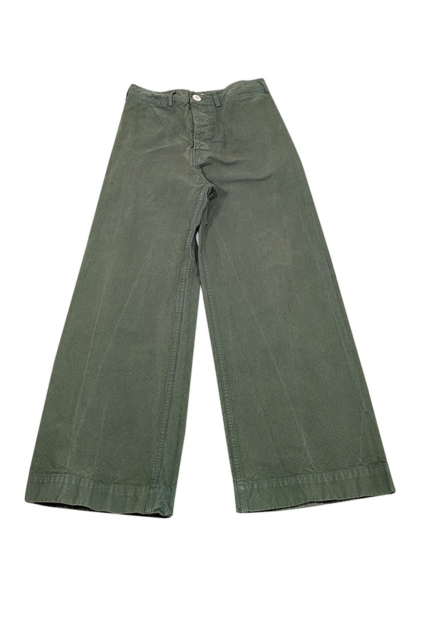 Current Boutique-Jesse Kamm - Olive Green Cotton Canvas Wide Leg Pants Sz 10