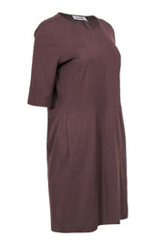 Current Boutique-Jil Sander - Brown Cotton Cropped Sleeve Dress Sz 2
