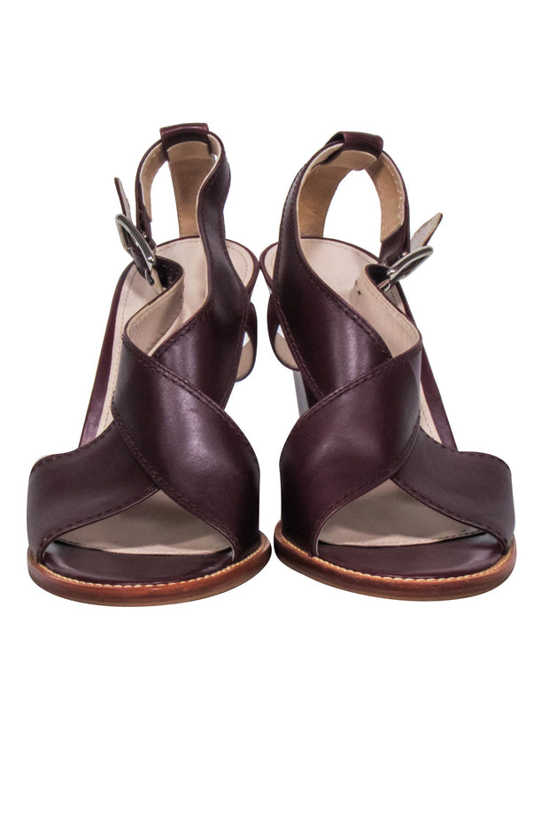 Current Boutique-Jil Sander - Maroon Strappy Sandals w/ Block Heel Sz 8