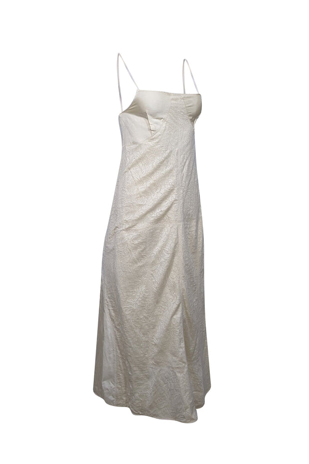 Current Boutique-Jil Sander - Pale Yellow Satin & Lace Midi Dress Sz 4