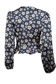 Current Boutique-Jill Stuart - Navy & Cream Floral Satin Top Sz 4