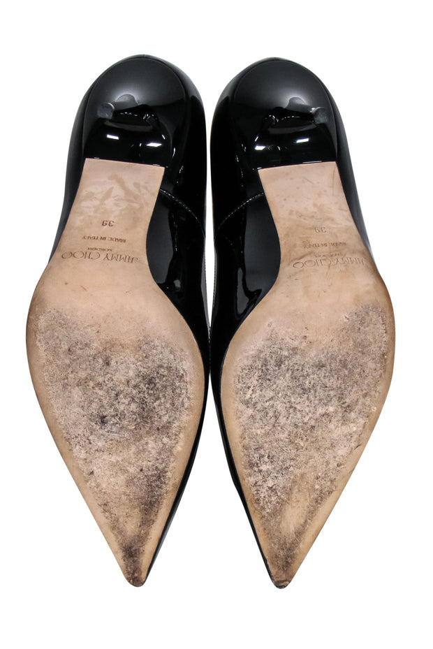 Current Boutique-Jimmy Choo - Black Patent Leather Pointed Toe Pumps Sz 9