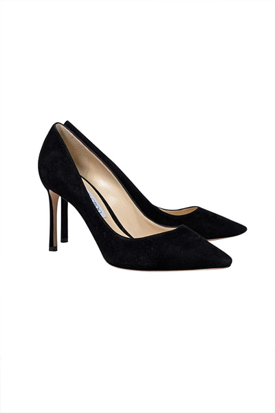 Current Boutique-Jimmy Choo - Black Suede Pointed Toe Pumps Sz 10.5