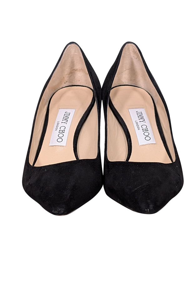 Current Boutique-Jimmy Choo - Black Suede Pointed Toe Pumps Sz 7