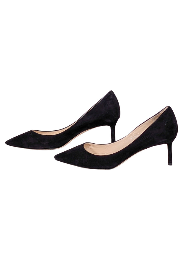 Current Boutique-Jimmy Choo - Black Suede Pointed Toe Pumps Sz 7