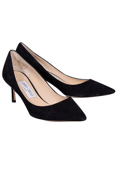 Current Boutique-Jimmy Choo - Black Suede Pointed Toe Pumps Sz 7