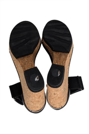 Current Boutique-Jimmy Choo - Black & Tan Cork Wedges w/ Snakeskin Print Detail Sz 11