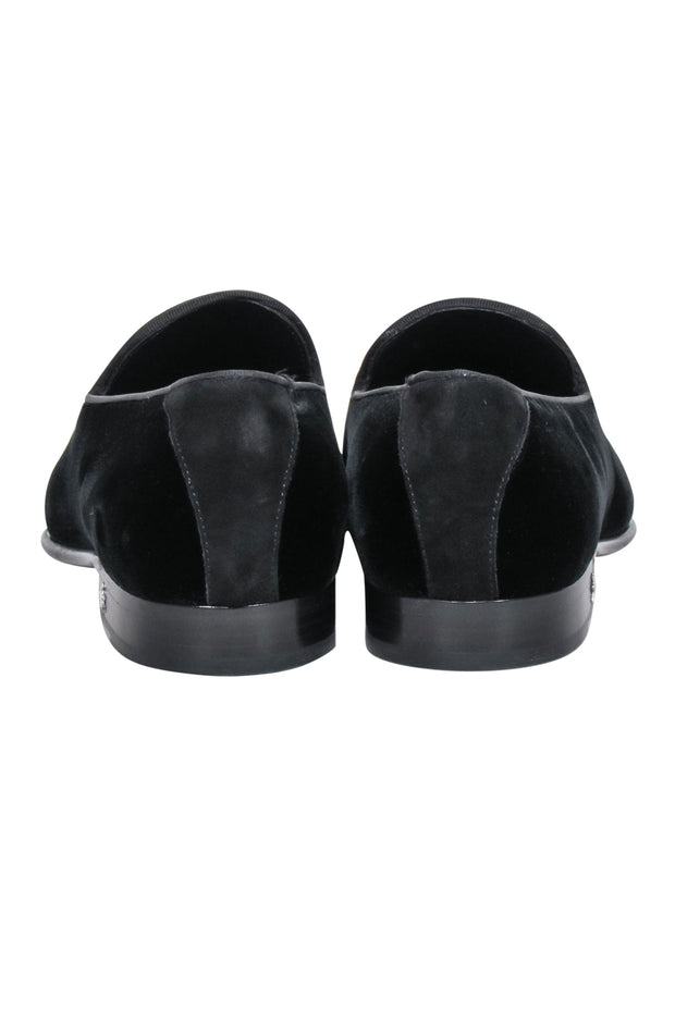 Current Boutique-Jimmy Choo - Black Velvet Logo Loafers Sz 11