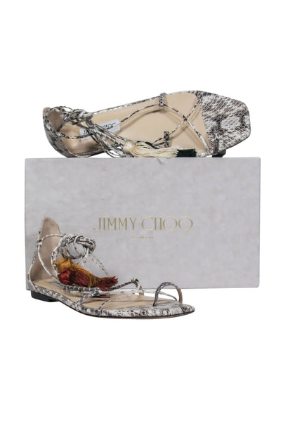 Current Boutique-Jimmy Choo - Light & Dark Grey Snake Print Leather Sandals Sz 9.5