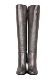 Current Boutique-Jimmy Choo - Metallic Silver Tall Leather Boots Sz 5