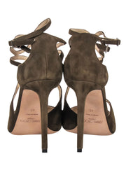 Current Boutique-Jimmy Choo - Olive Suede Pointed-Toe Heels Sz 10