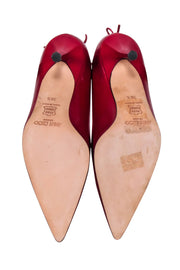 Current Boutique-Jimmy Choo - Red Leather Pointed-Toe Lasercut Accent Pumps Sz 6.5