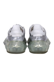 Current Boutique-Jimmy Choo - Silver & White Leather Sneakers w/ Platform Sole Sz 10.5