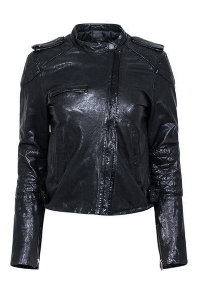 Joe's - Black Leather Quilted Detail Jacket Sz S