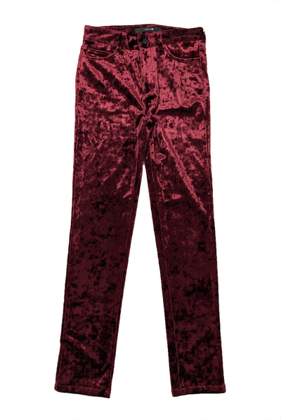 Current Boutique-Joe’s - Maroon Crushed Velvet “The Charlie” High Rise Skinny Leg Pants Sz 0