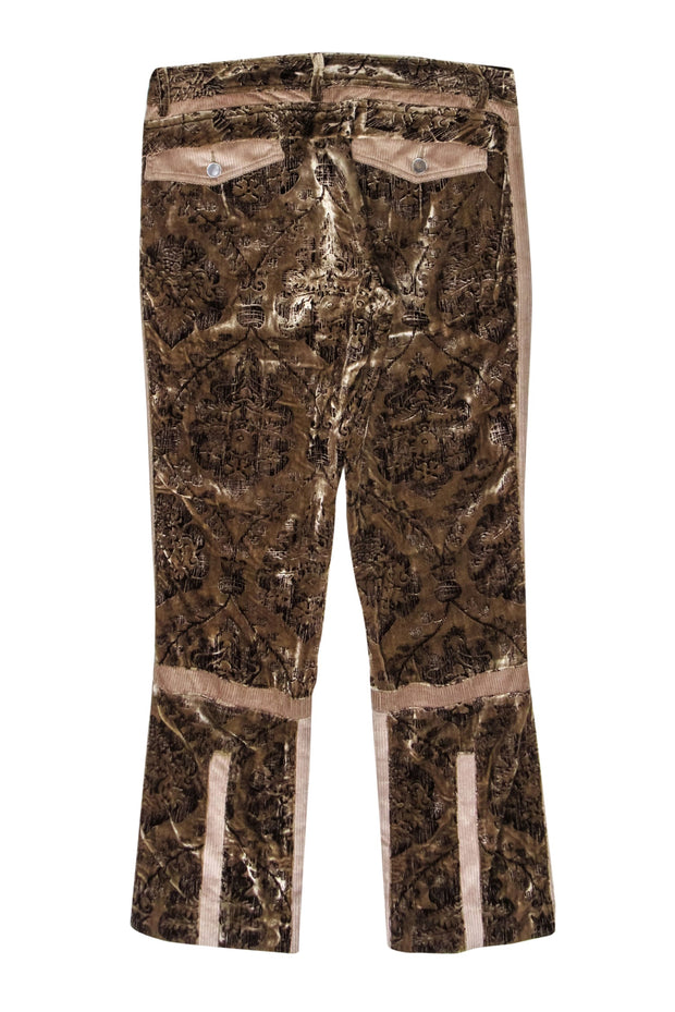 Current Boutique-John Galliano - Brown Velvet Print Straight Leg Pants Sz 4
