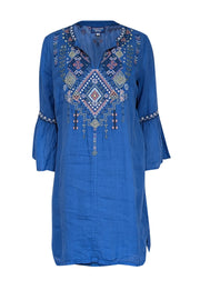 Current Boutique-Johnny Was - Blue Embroidered Tunic Dress Sz M