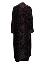 Current Boutique-Johnny Was - Brown & Black Leopard Print Velvet Embroidered Kimono Sz M