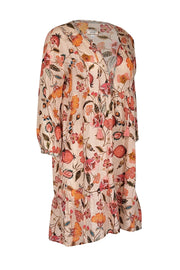 Current Boutique-Johnny Was - Peach w/ Magenta & Orange Floral Print Tunic Dress Sz XS