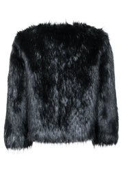 Current Boutique-Joie - Black Cropped Zip Up Faux Fur Jacket Sz S