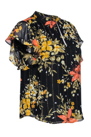 Current Boutique-Joie - Black Floral Blouse w/ Flutter Sleeves Sz XS