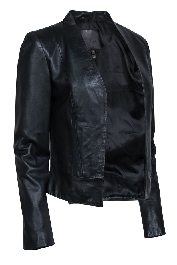Current Boutique-Joie - Black Leather Open Front Jacket Sz S