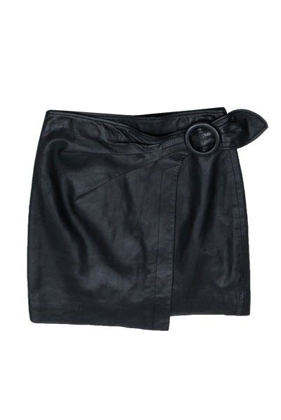 Current Boutique-Joie - Black Leather Wrap Skirt Sz 4