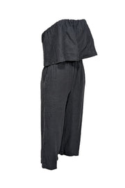 Current Boutique-Joie - Black Linen Strapless Jumpsuit Sz XXS