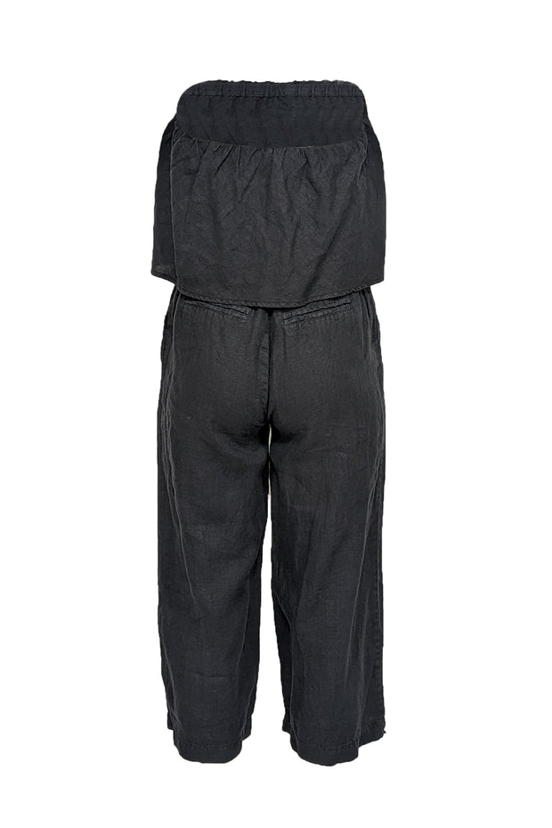 Current Boutique-Joie - Black Linen Strapless Jumpsuit Sz XXS