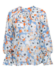 Current Boutique-Joie - Blue, Cream, & Orange Floral Print Top Sz S