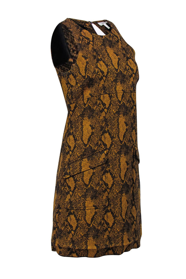 Current Boutique-Joie - Camel & Black Sleeveless Animal Print A-line Dress Sz XS