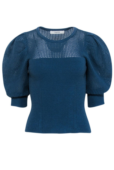 Current Boutique-Joie - Dark Teal Blue Cotton Blend Sweater Sz M