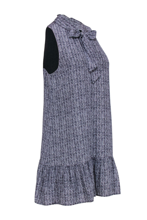 Current Boutique-Joie - Grey Herringbone Sleeveless Dress w/ Neck-tie Sz S