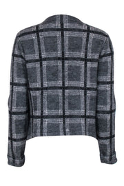 Current Boutique-Joie - Grey Plaid Print Knit Jacket Sz L