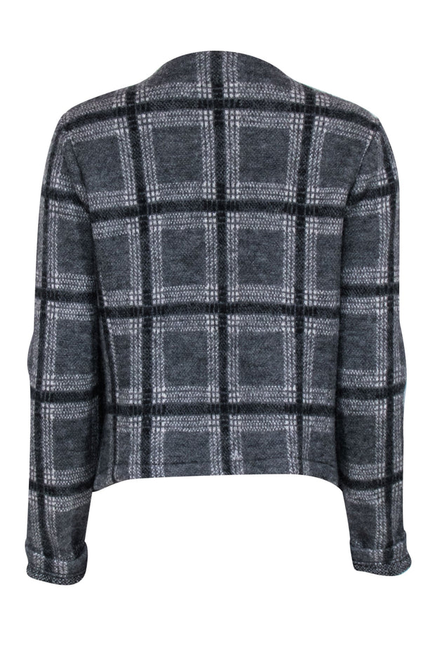 Current Boutique-Joie - Grey Plaid Print Knit Jacket Sz L