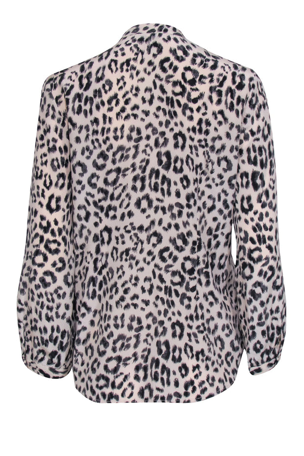 Current Boutique-Joie - Ivory & Black Leopard Print Silk Shirt w/ Neck Tie Sz S